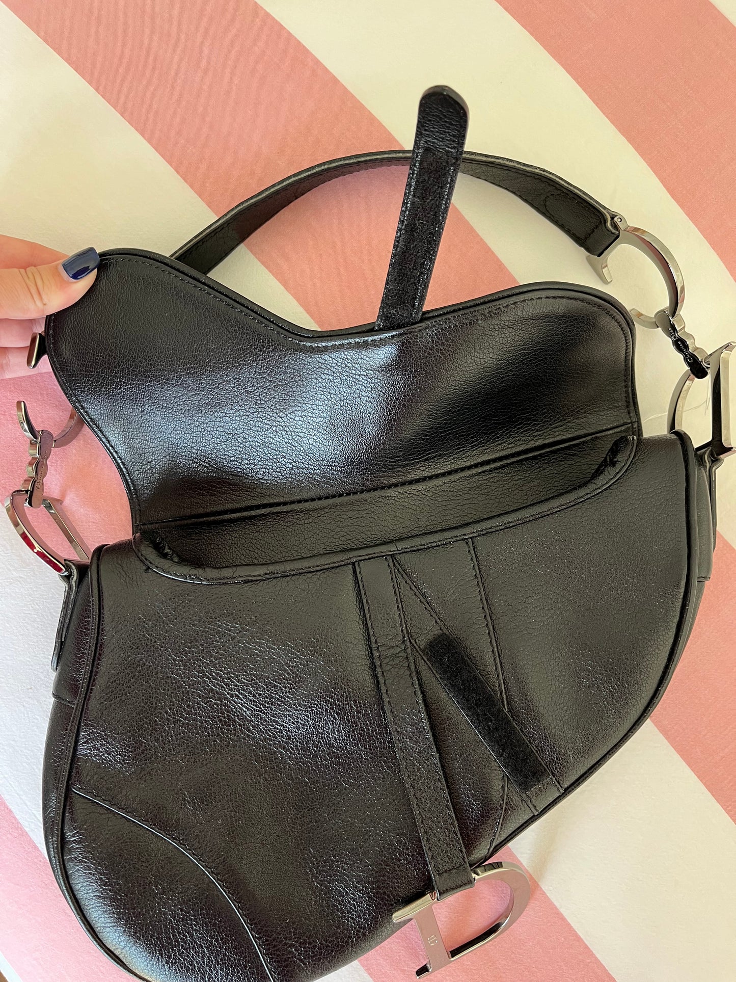 Dior vintage black saddle leather bag