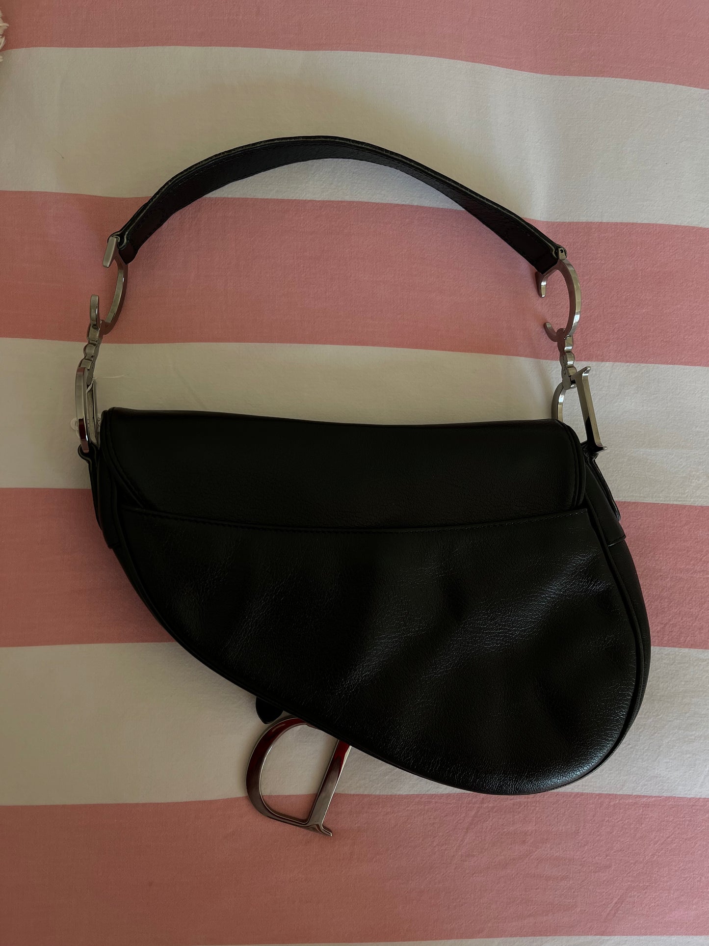 Dior vintage black saddle leather bag