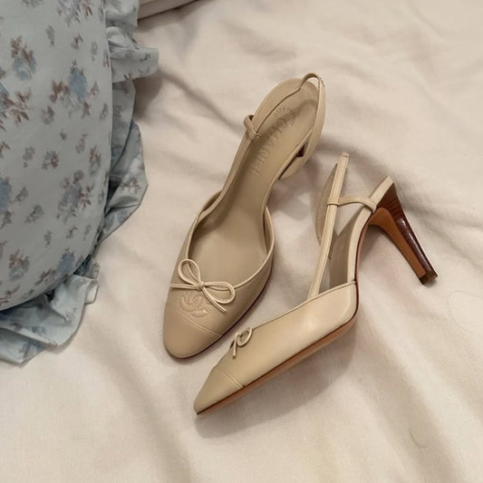 Chanel 39.5 slingback ivory