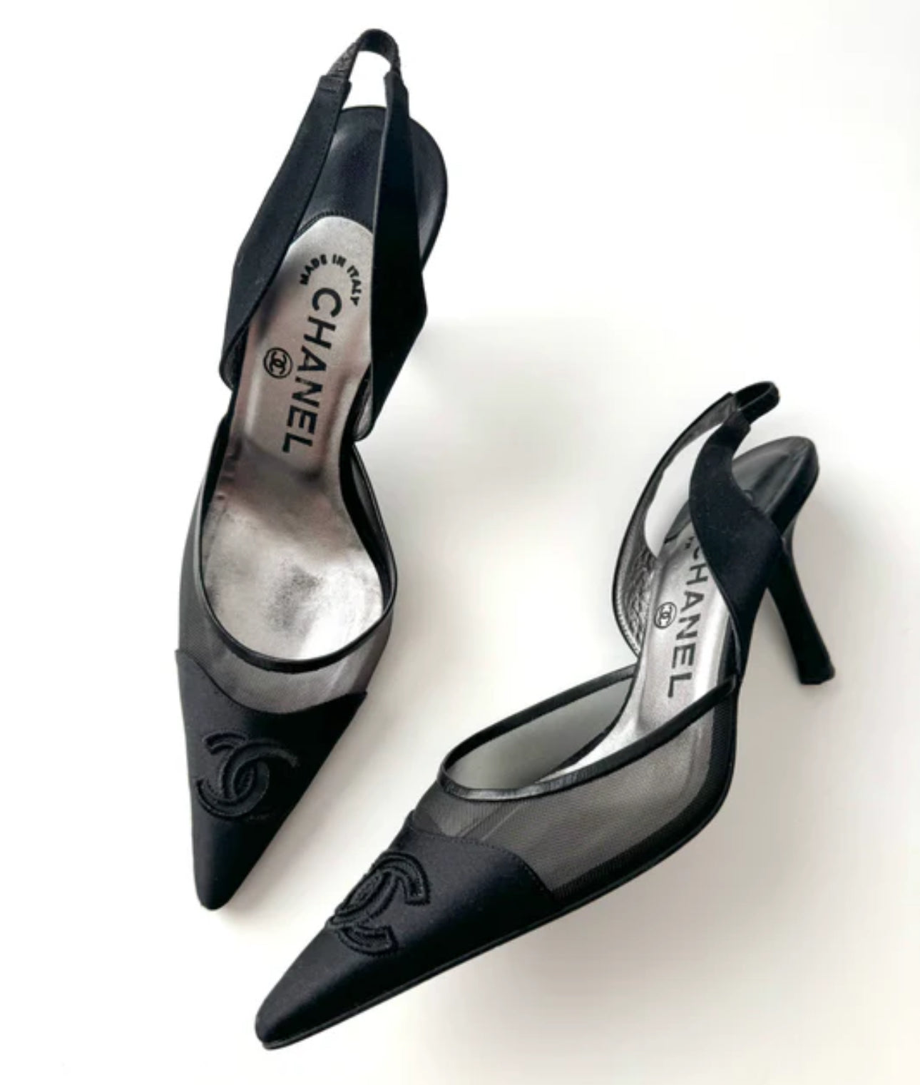 Chanel satin 38.5 slingback