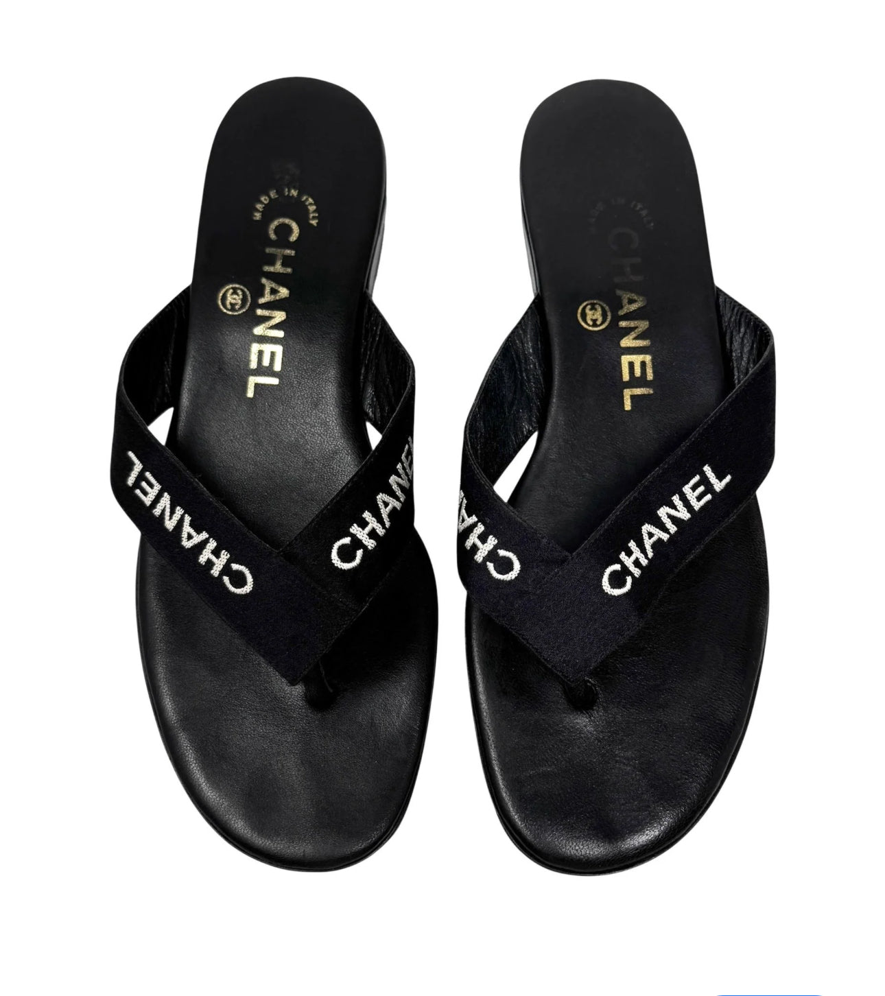 Chanel satin flip flop 37